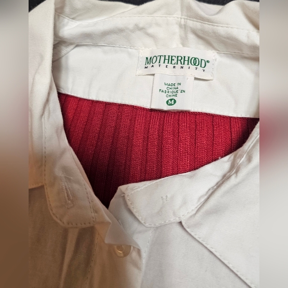 Motherhood Maternity Women’s Medium Red Sweater Christmas Long Cotton Blend - Picture 5 of 8